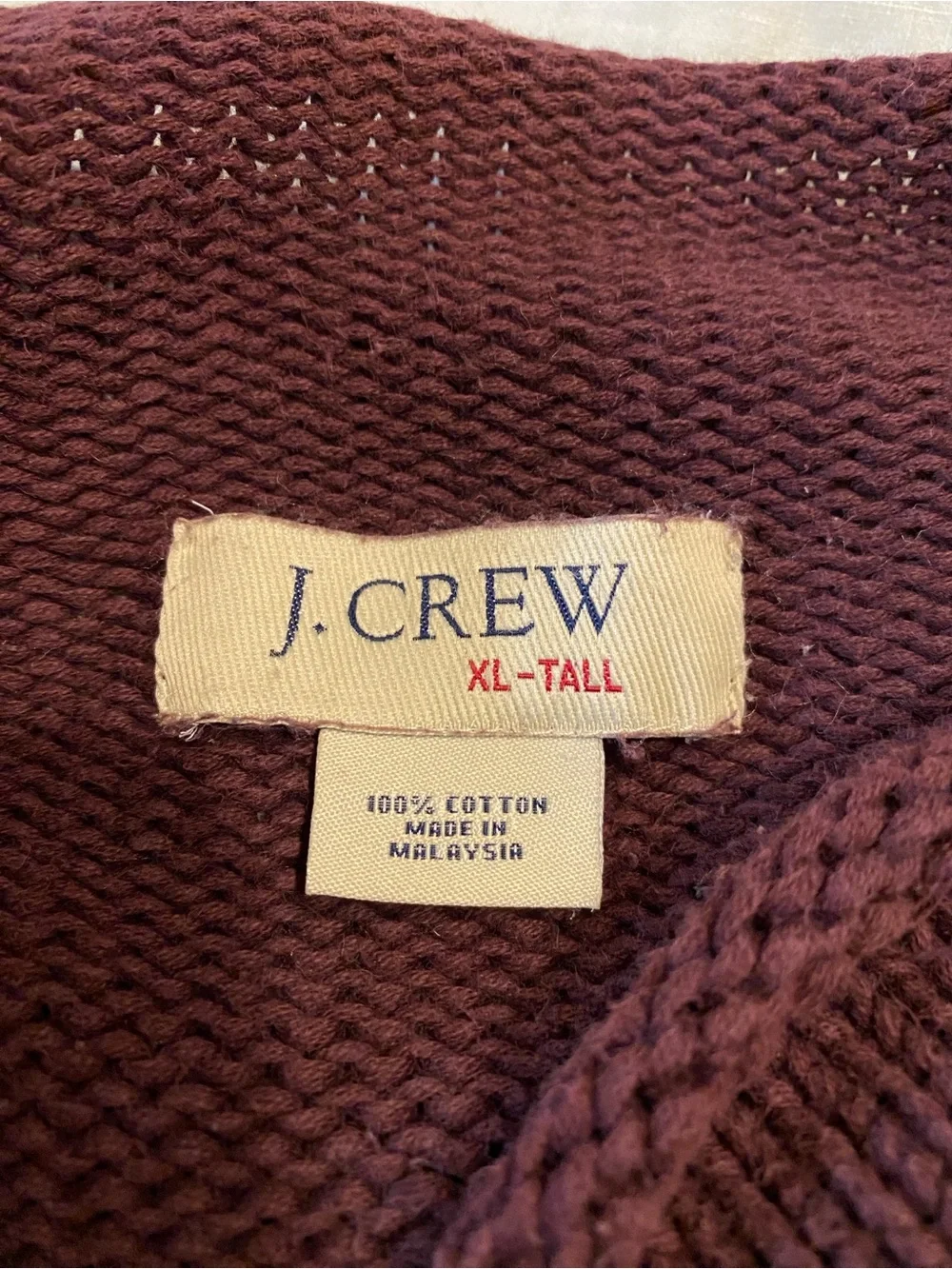 J. Crew XLT raisin burgundy vintage cotton rollneck sweater